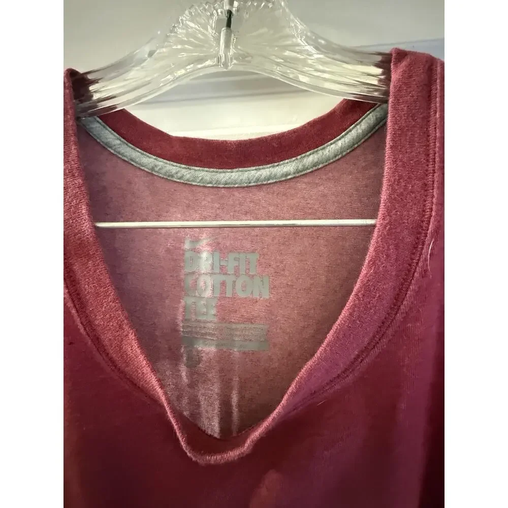 Nike Dri-FIT Cotton Feel Tank Top Womens L Red True Love Swoosh Graphic